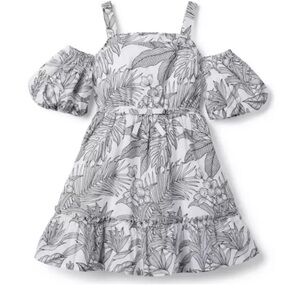 Janie and Jack Gray Floral Cold-Shoulder Dress